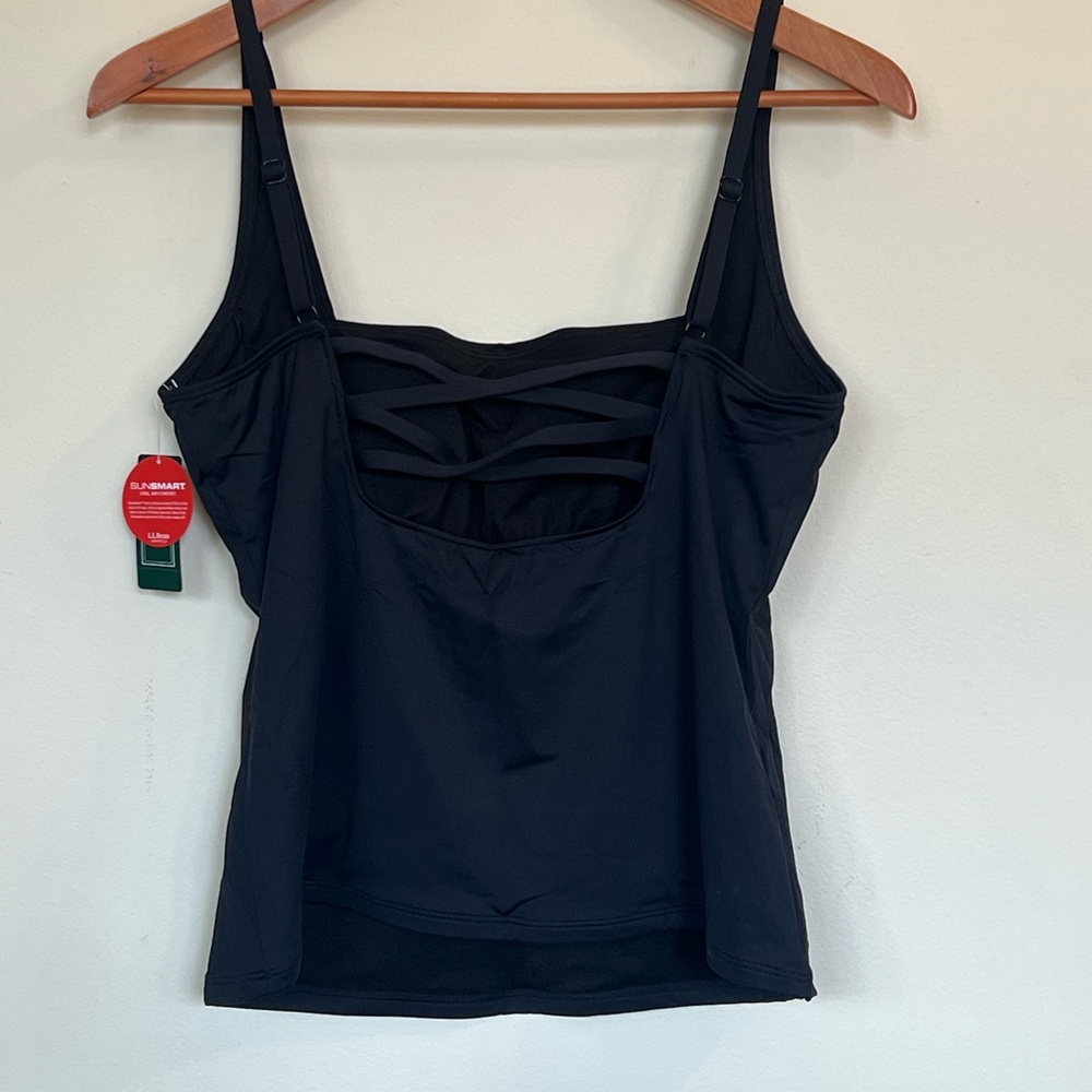 L.L Bean Women’s Black Square Neck Tankini Swimsuit Top NWT Size 12 - Picture 3 of 7